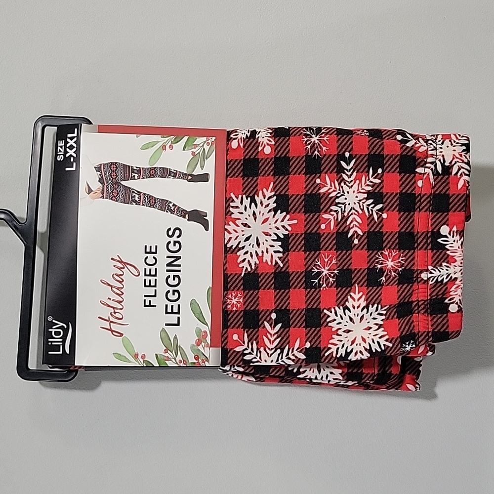 Holiday Christmas Fleece Leggings L/XXL
